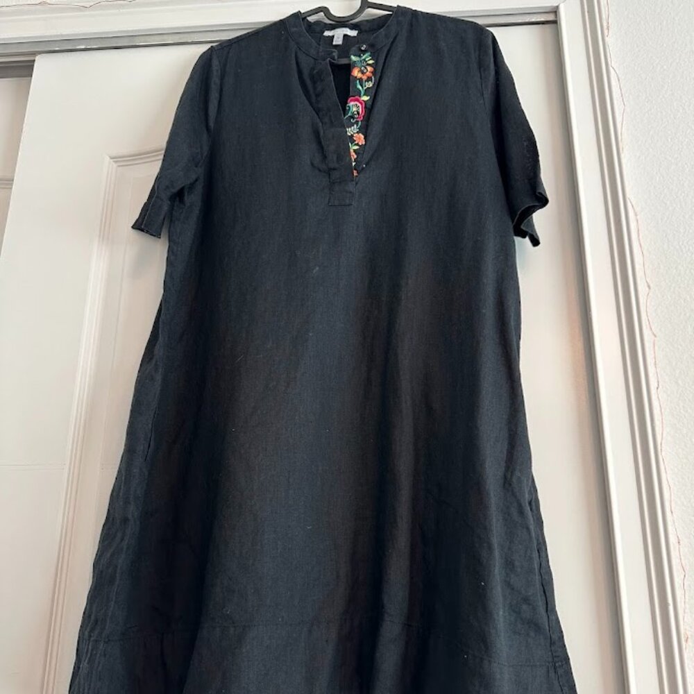 Linen Polo Dress With Mandarin Collar